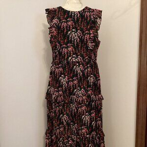 NEW! J CREW SLEEVELESS FLORAL PRINT RUFFLE TIER MAXI DRESS 10 BOHO WEDDING PARTY